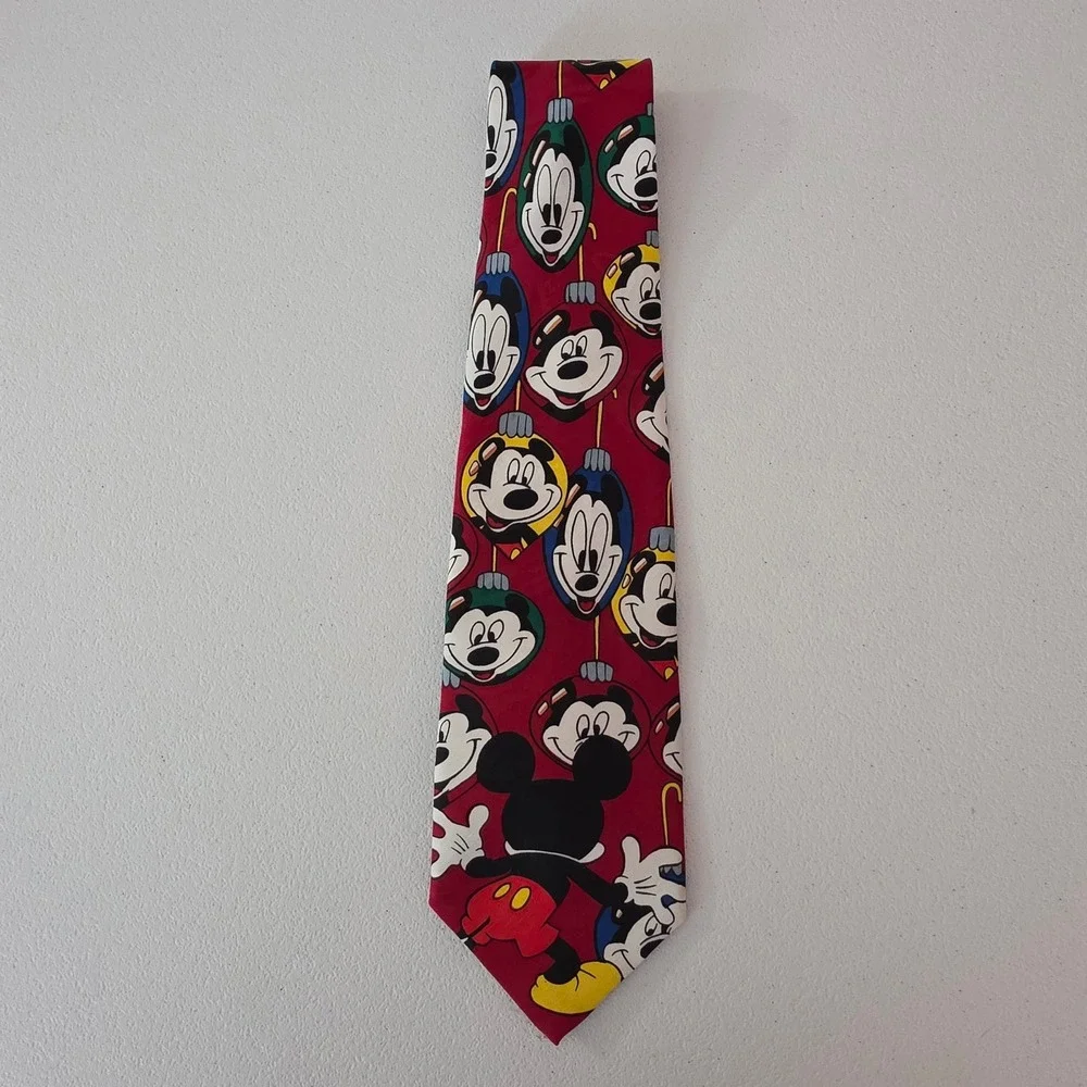 Mickey Unlimited Necktie Mens Red Christmas Ornament Mickey Mouse Disney